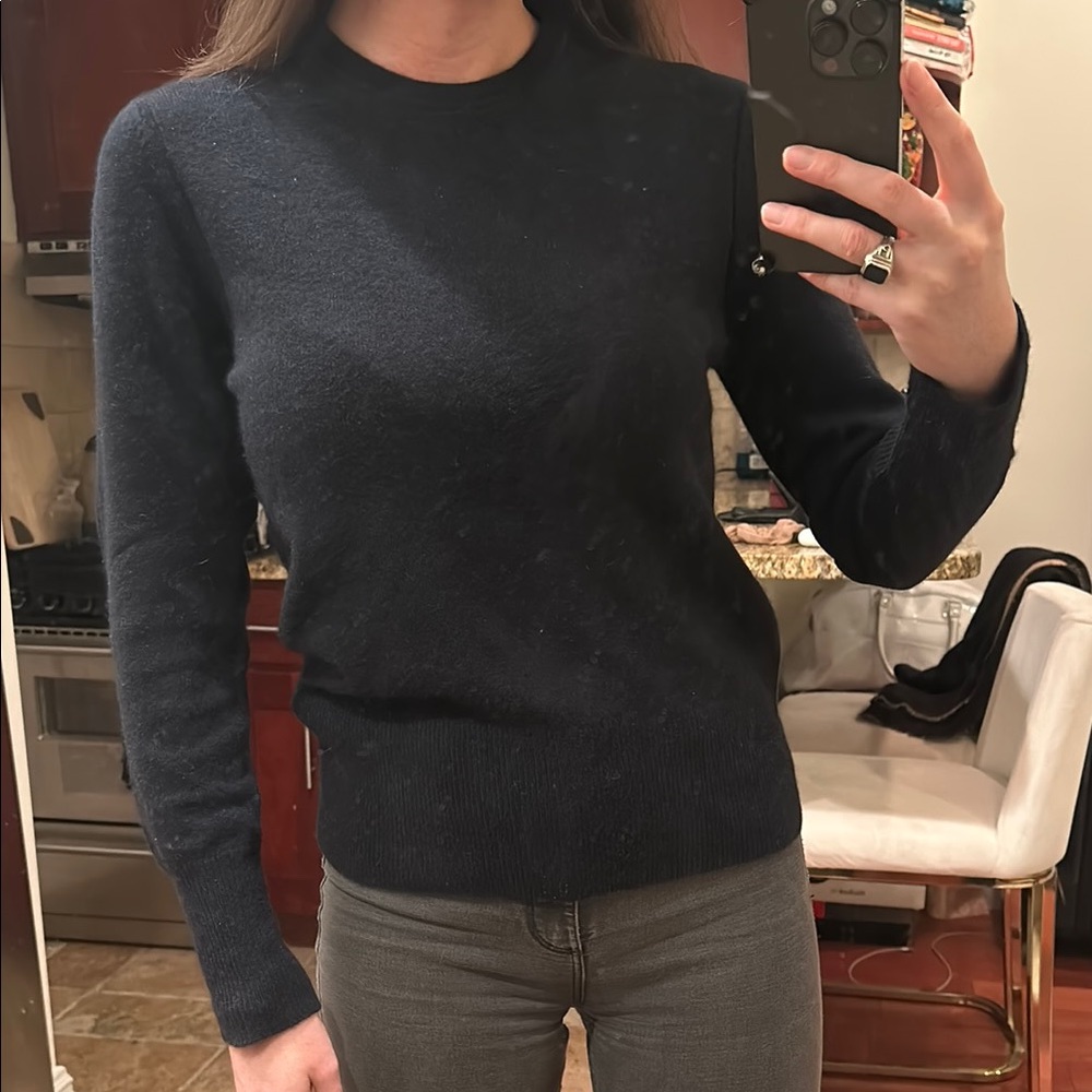 Dark navy Slim Fit Fine Knit Texture equipment cashmere CREW NECK SWEATER